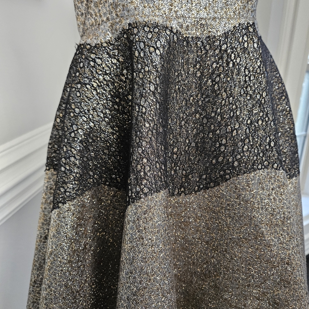 Anthropologie Sachin and Babi Foil Brocade Mini Dress size 8 black and gold - Picture 7 of 16